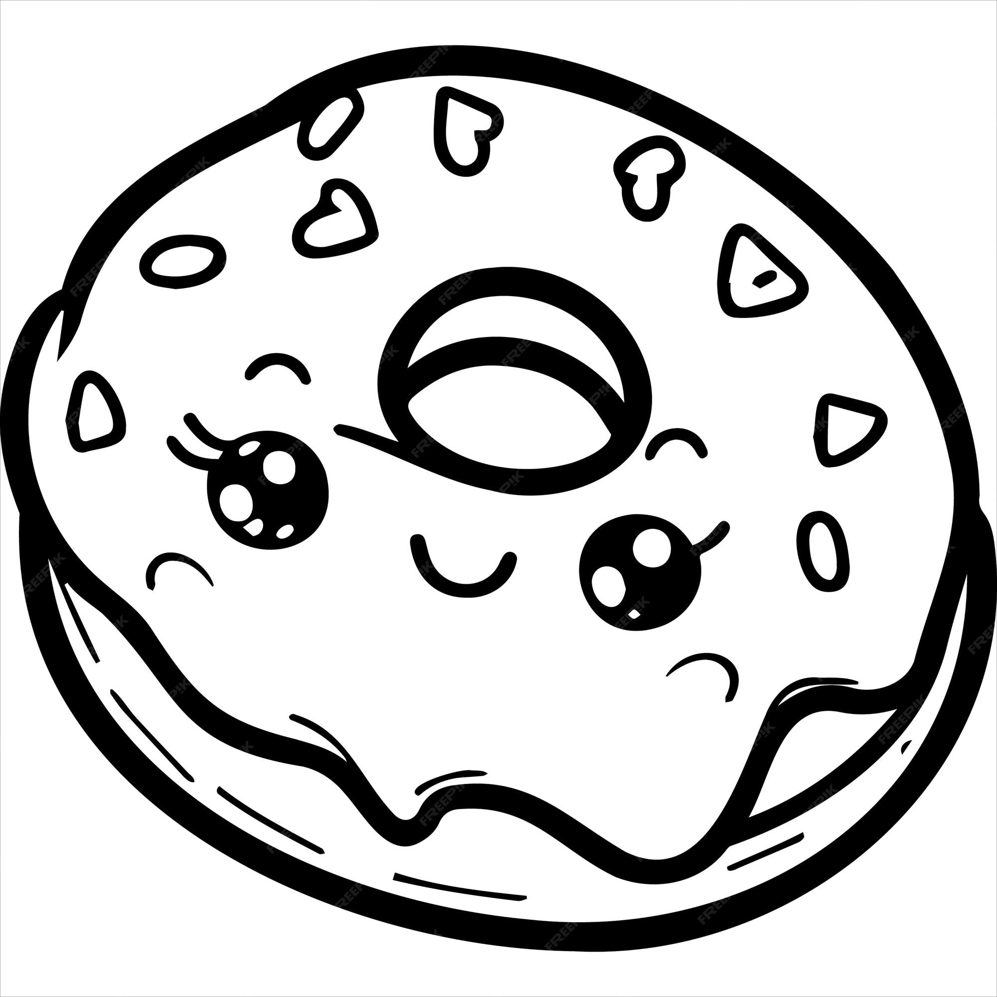 Premium vector kawaii donut coloring page