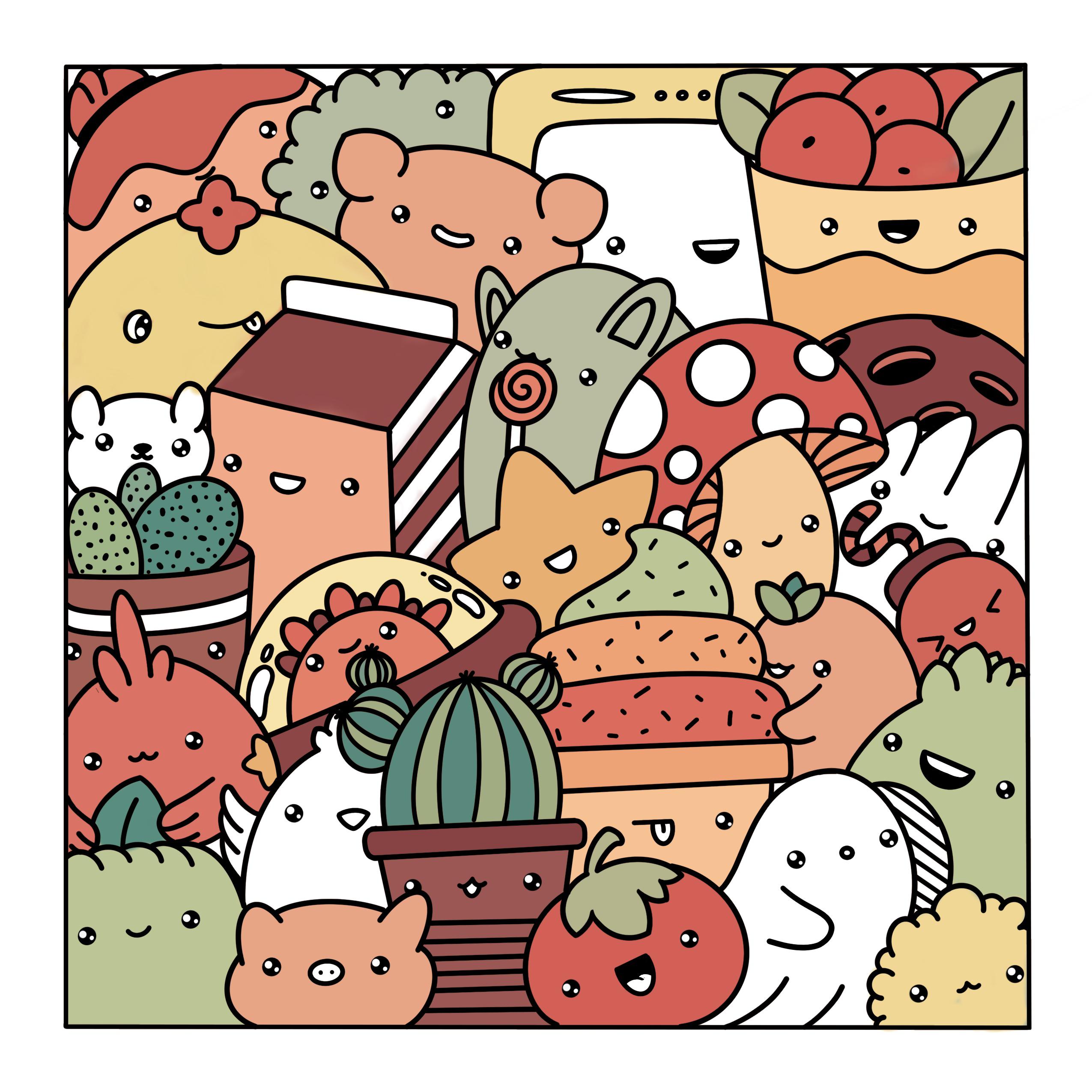 Kawaii doodle coloring page radultcoloring