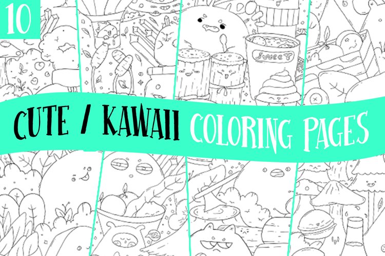 Kawaii doodles coloring pages for kids png
