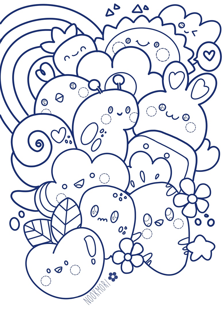 Free cute doodle coloring page