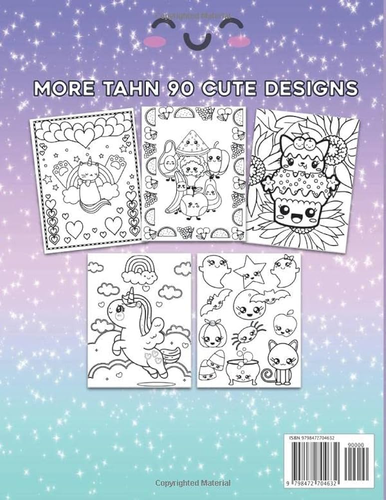 Kawaii coloring book for kids more than cute fun kawaii doodle coloring pages for kids cute cupcakes pancakes cats pandas unicorns and more battal med books