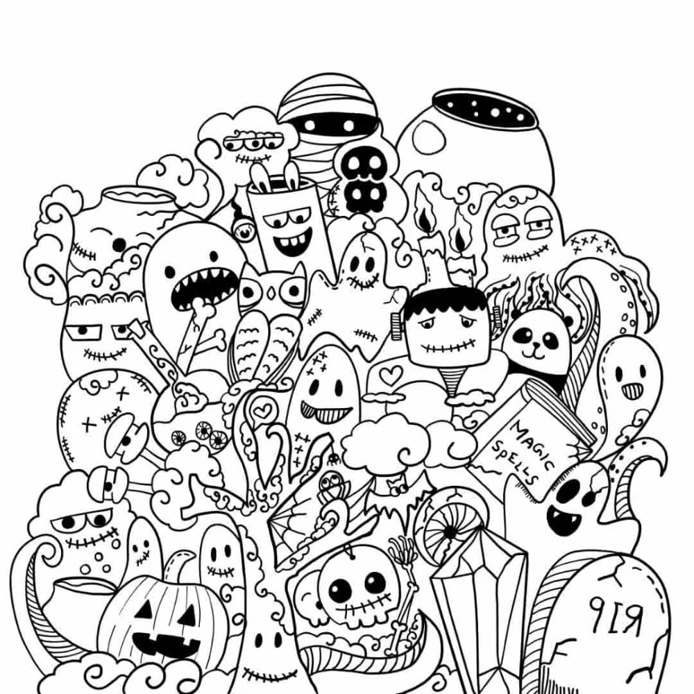 Cute doodle coloring pageslineart