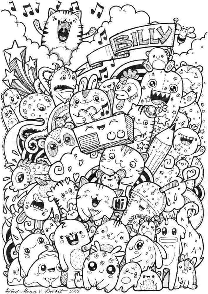 Get this kawaii coloring pages free printable doodle art