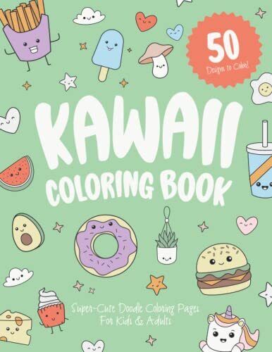 Kawaii coloring book for kids adults filled with cute doodle coloring pages
