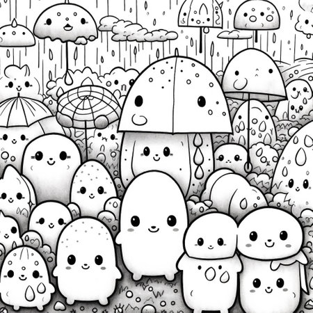 Kawaii doodle coloring pages stock photos and images
