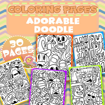 Cute doodle monster coloring pages cartoon animal activities halloween decor
