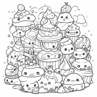 Page kawaii doodle coloring page images