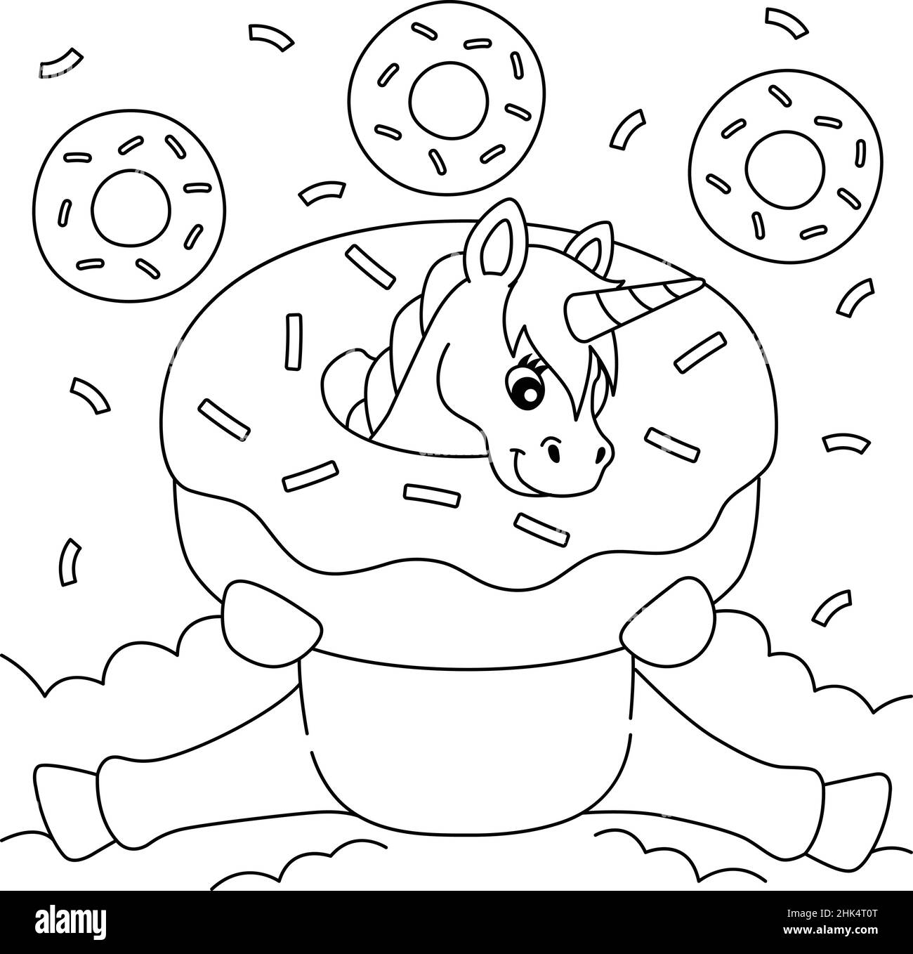 Coloring page unicorn black and white stock photos images