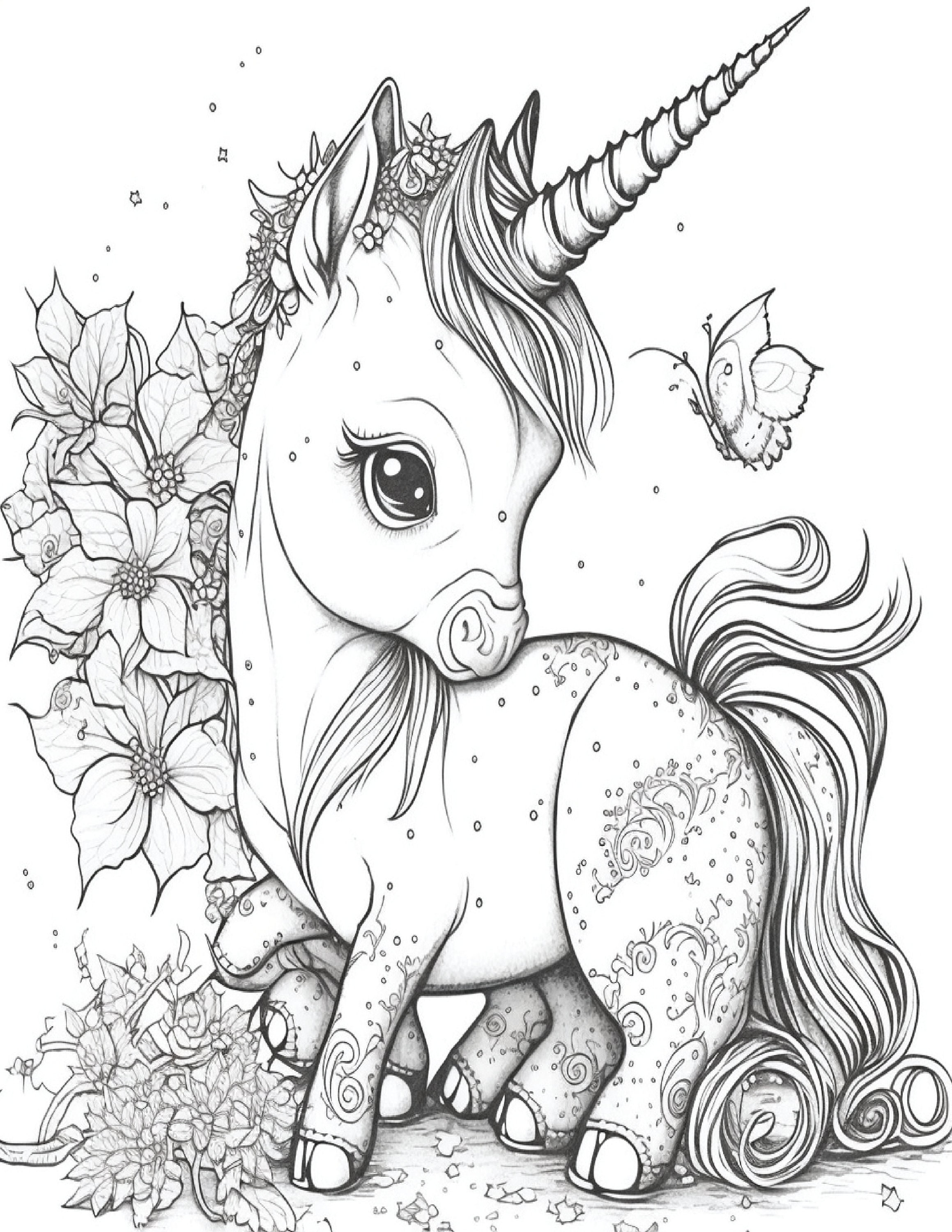 Book unicorn coloring pages printable unicorn coloring for kids and adults digital download not a physical product
