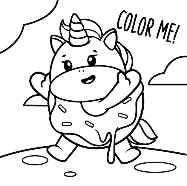 Premium vector unicorn donuts coloring