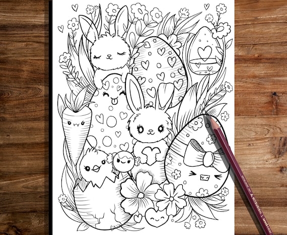 Printable cute easter coloring page hand
