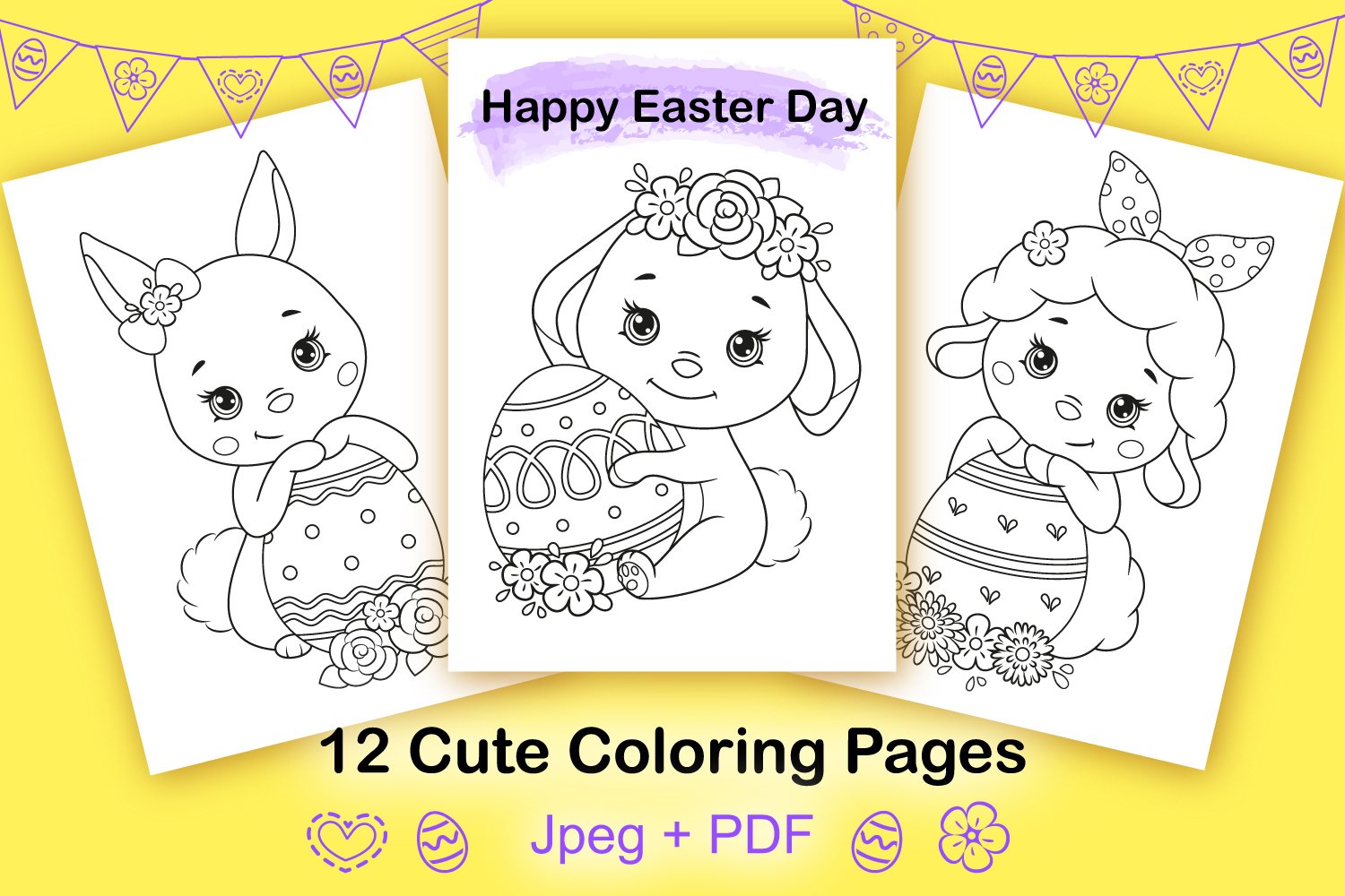 Happy easter day coloring pages