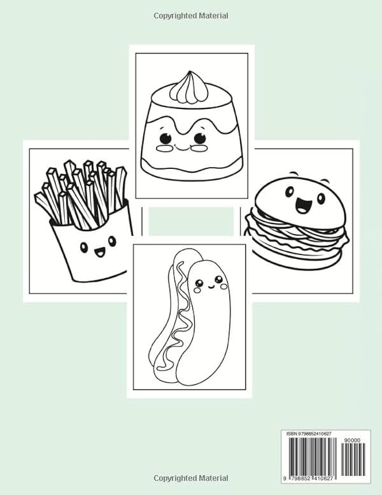 Kawaii food coloring book for kids easy fun and adorable kawaii food and drink coloring pages such as fast food treats veggies milkshakes and much more sosica lena books