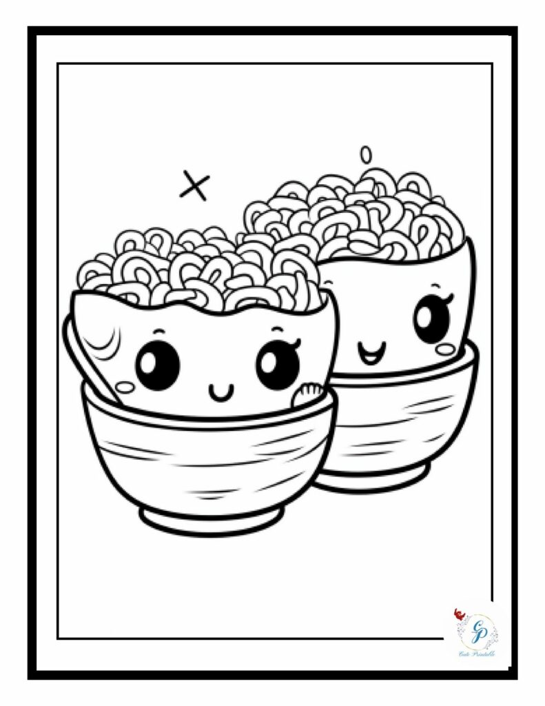 Free cute kawaii food coloring pages for kids adults cute printable