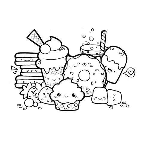 Cute food louring pages