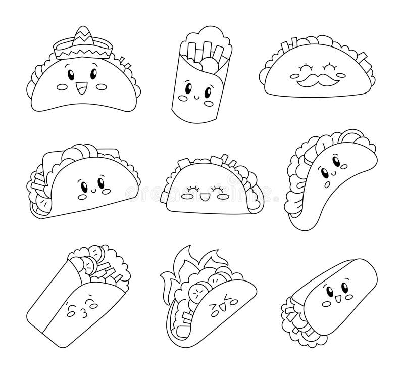 Fast food coloring page stock illustrations â fast food coloring page stock illustrations vectors clipart