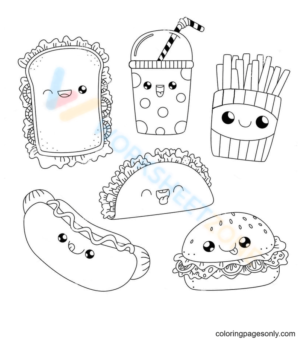 Cute fast food worksheet