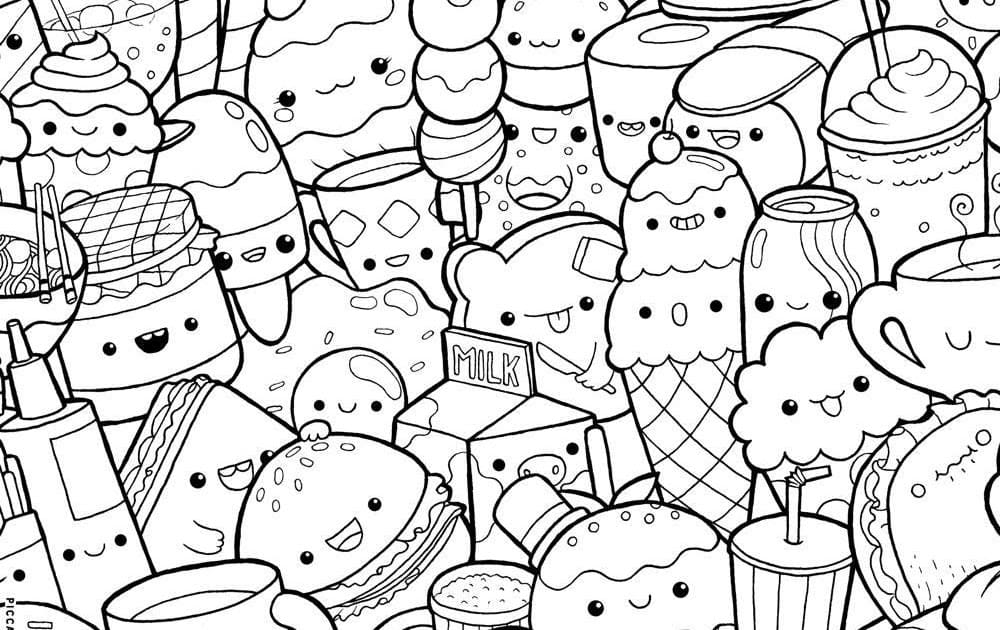 Kawaii food coloring pages