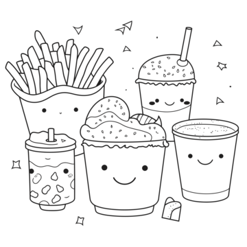 Fast food coloring pages with outline design for adults sketch drawing vector wing drawing food drawing ring drawing png and vector with transparent background for free download