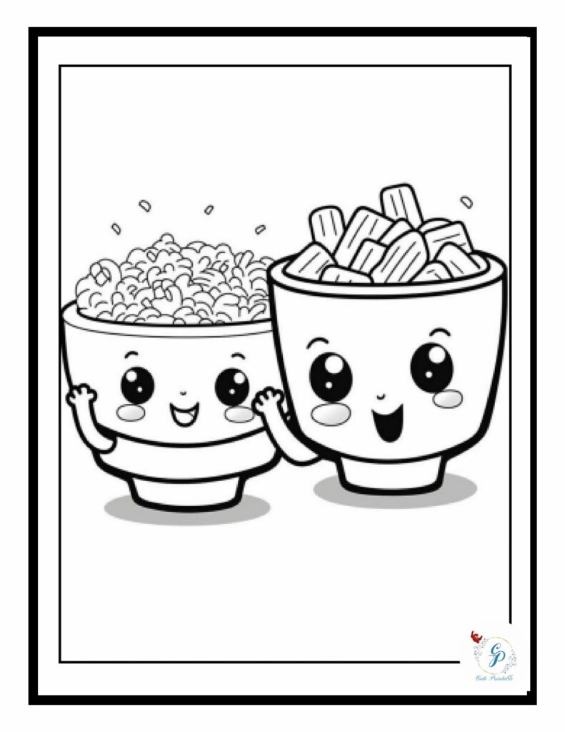 Free cute kawaii food coloring pages for kids adults cute printable