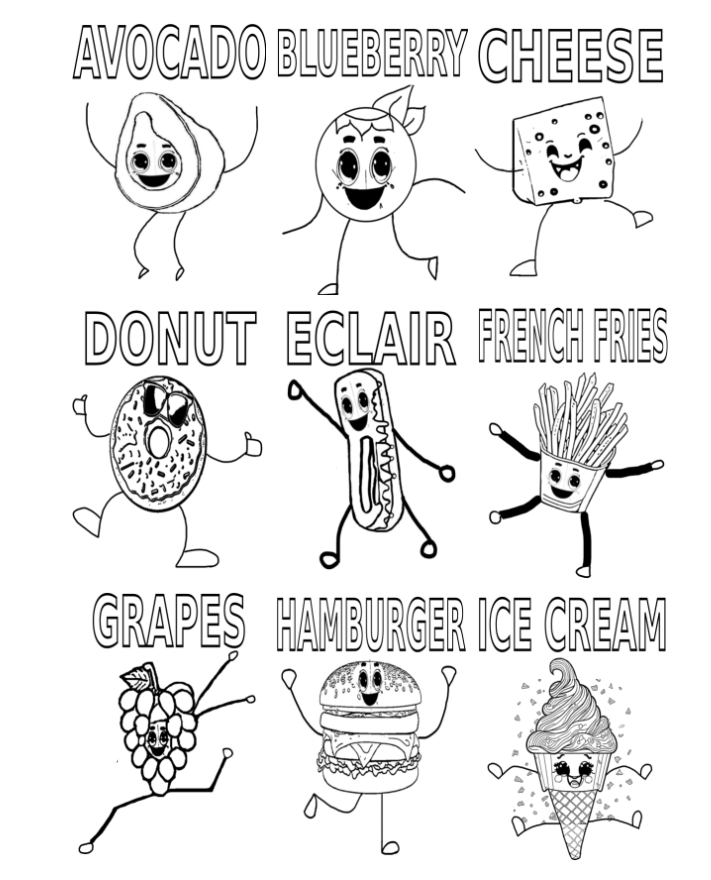 I make coloring pages i am working on cute foods for kids adultsi made a bunch cute foods coloring pages for free please check them out any feed back is appreciated