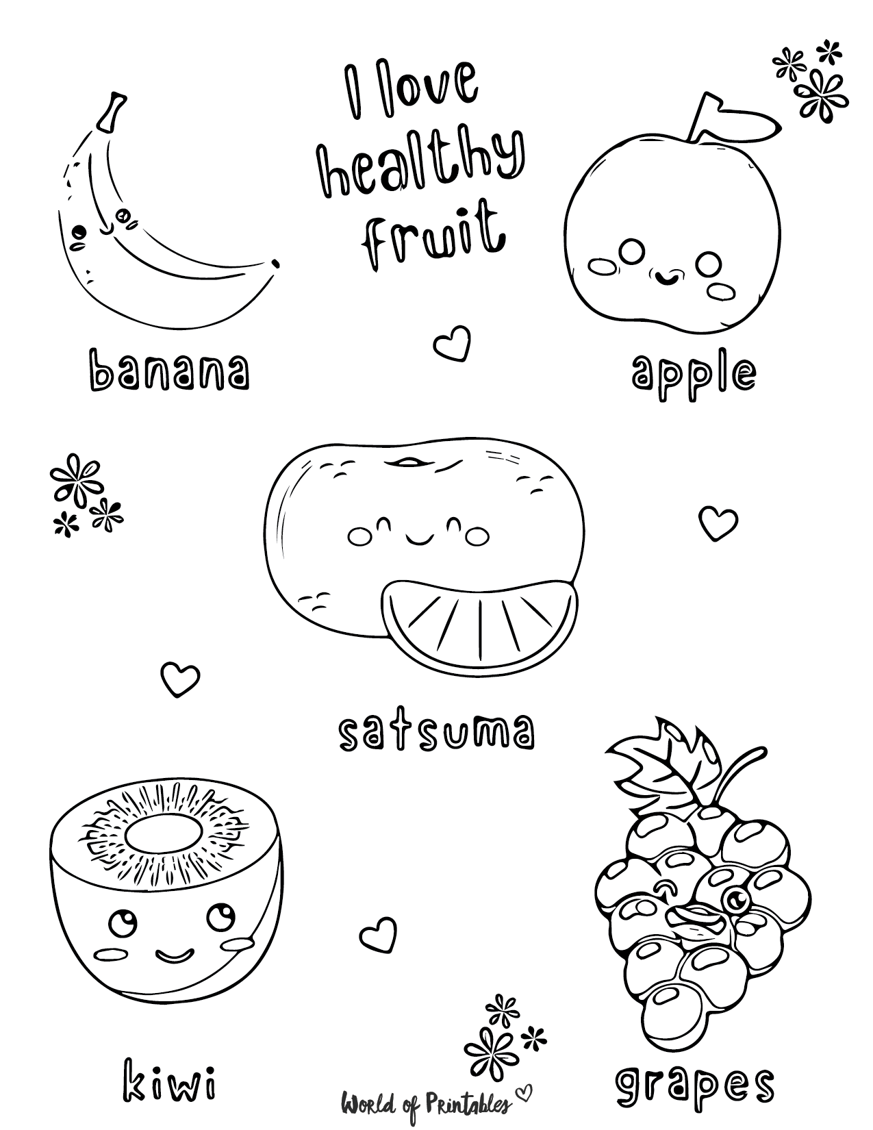 Cute food coloring pages