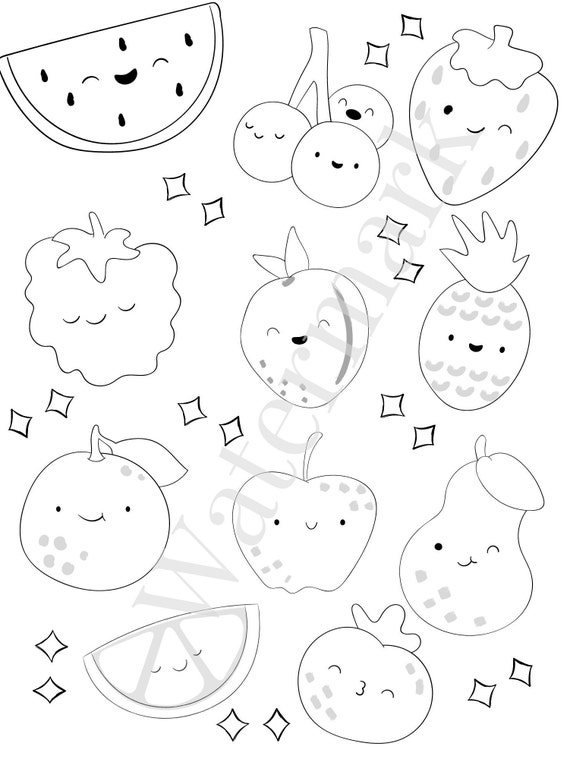 Food coloring pages kawaii fruit coloring page kawaii printable pdf for kids and adults