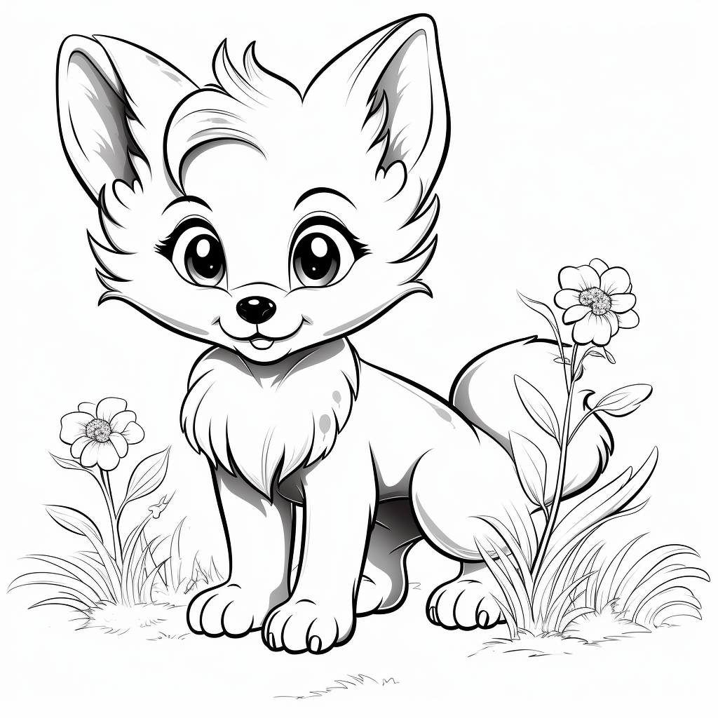Cute baby fox coloring pages