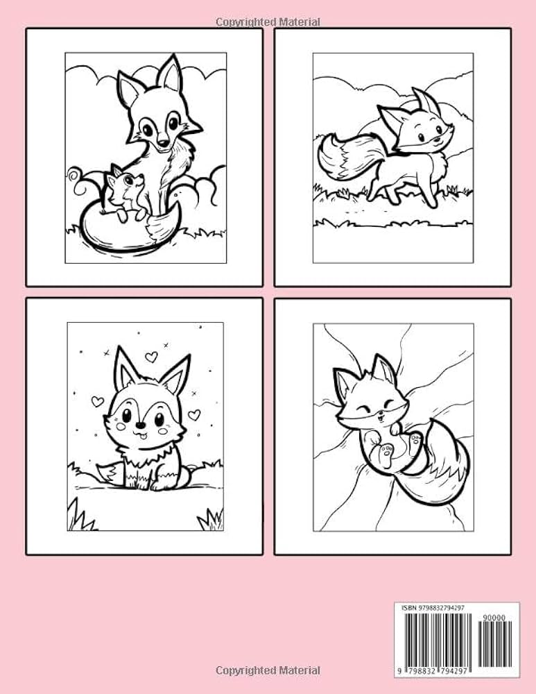 Kawaii fox coloring book cute animal coloring pages with wonderful illustrations for kids to have fun and relax ideal gift for birthdays day by world painting