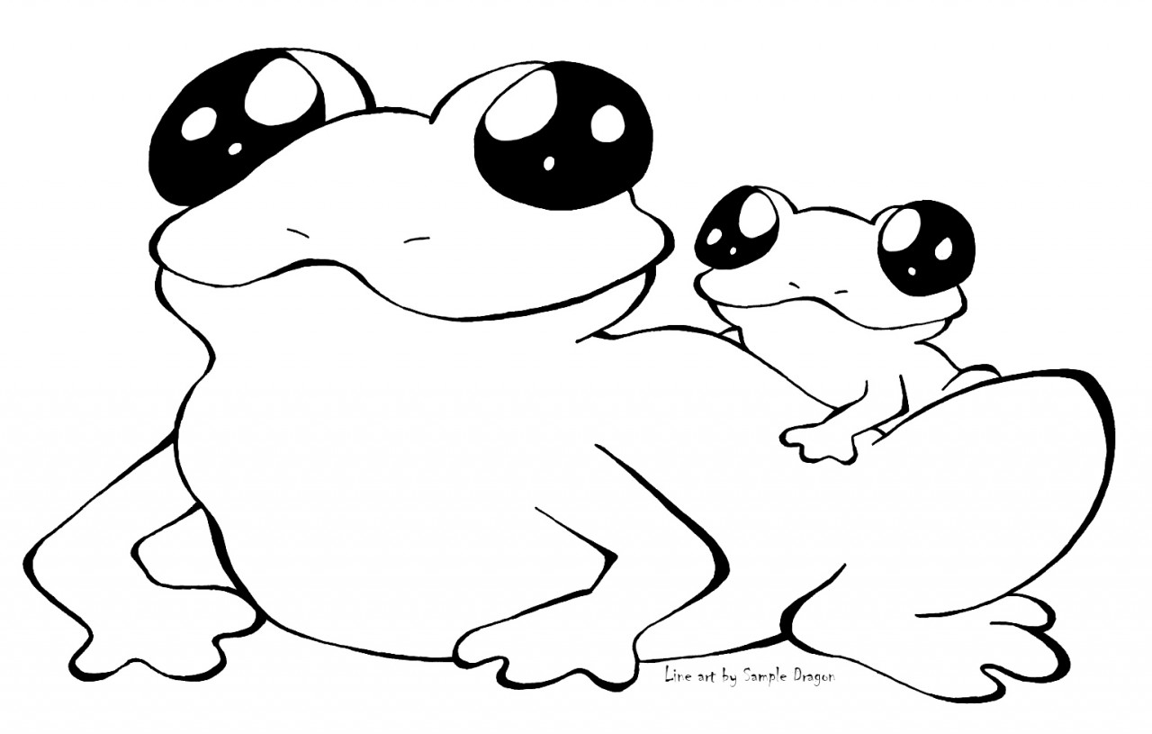 Frog sits on frog coloring page freeuse by sampledragon