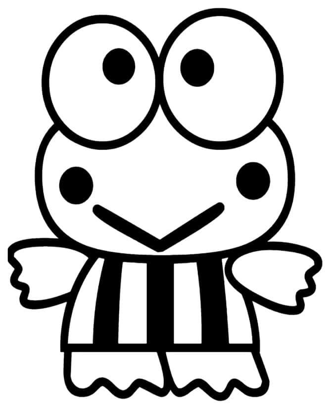 A cartoon frog created by sanrioin in coloring page