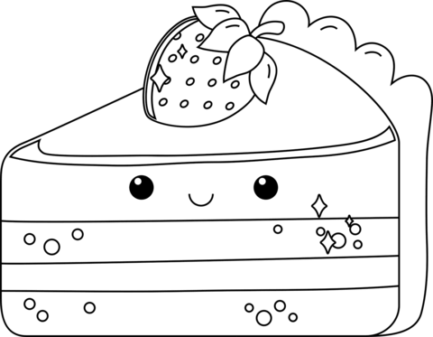 Kawaii cake slice coloring page free printable coloring pages