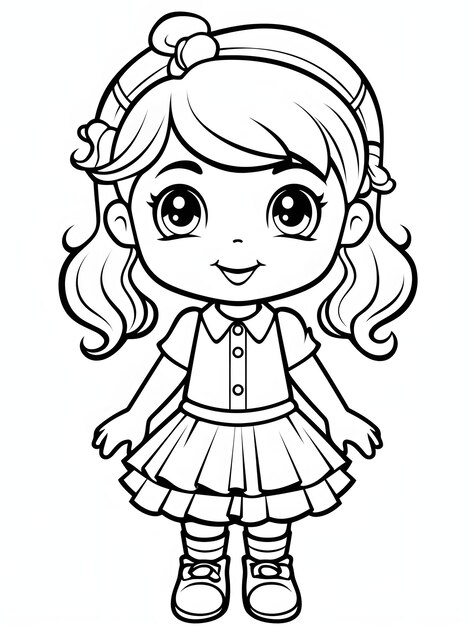 Page kawaii girl coloring book images