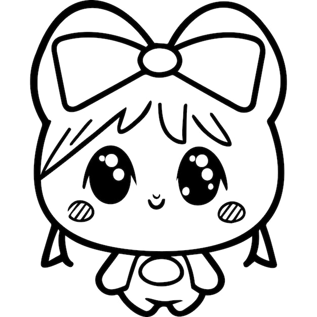 Premium vector kawaii girl coloring page