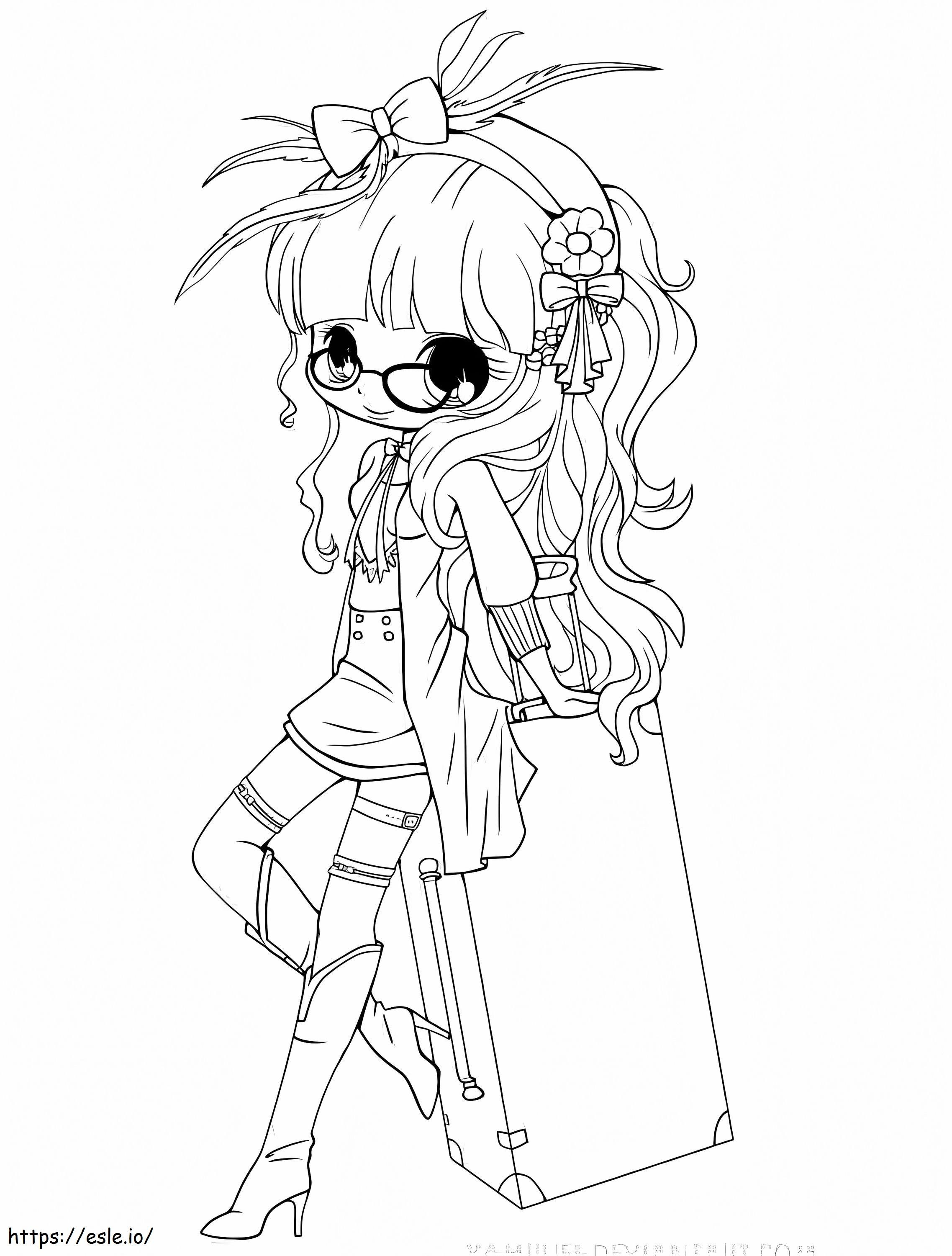 Kawaii girl coloring page