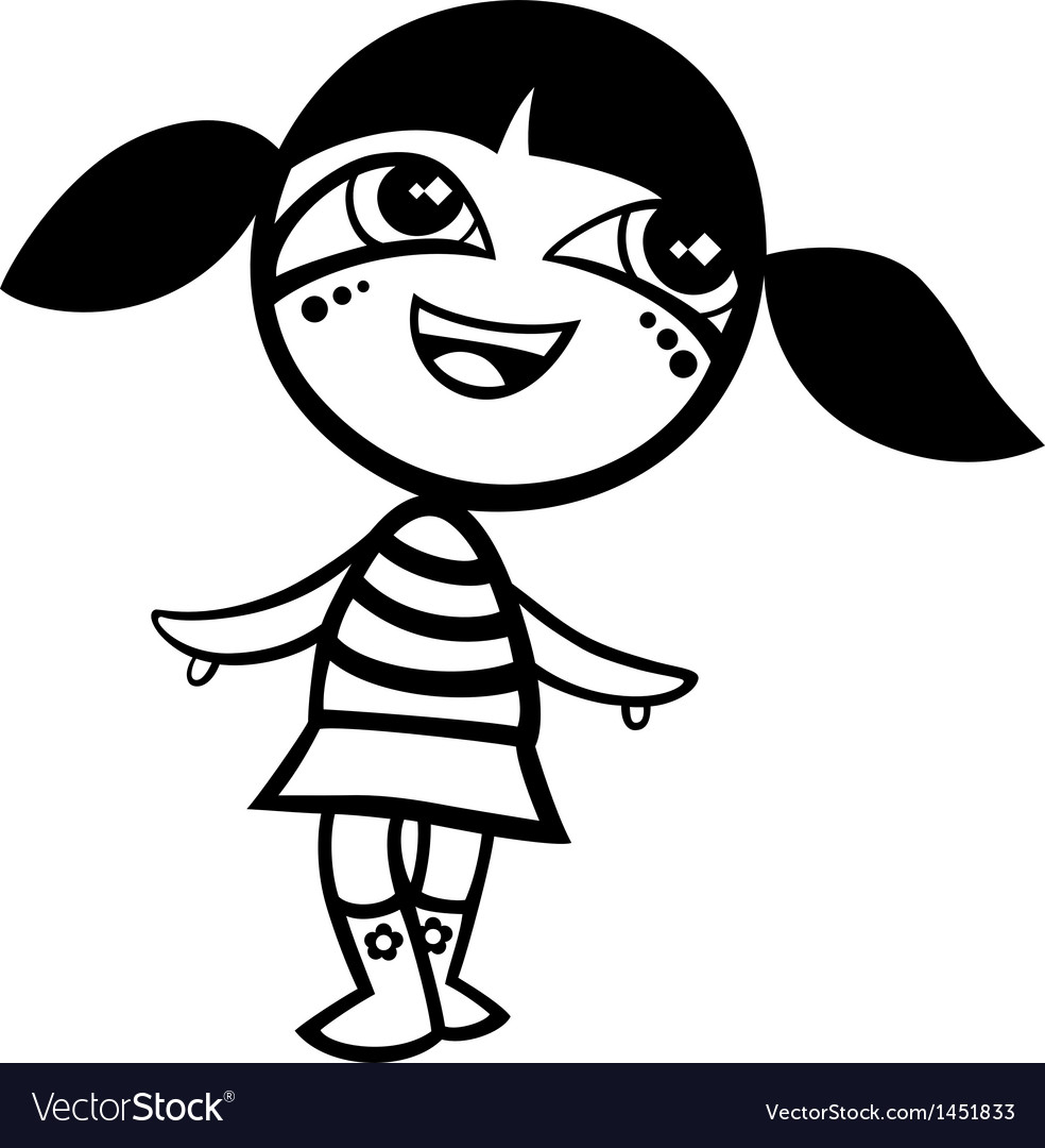 Cartoon kawaii girl coloring page royalty free vector image