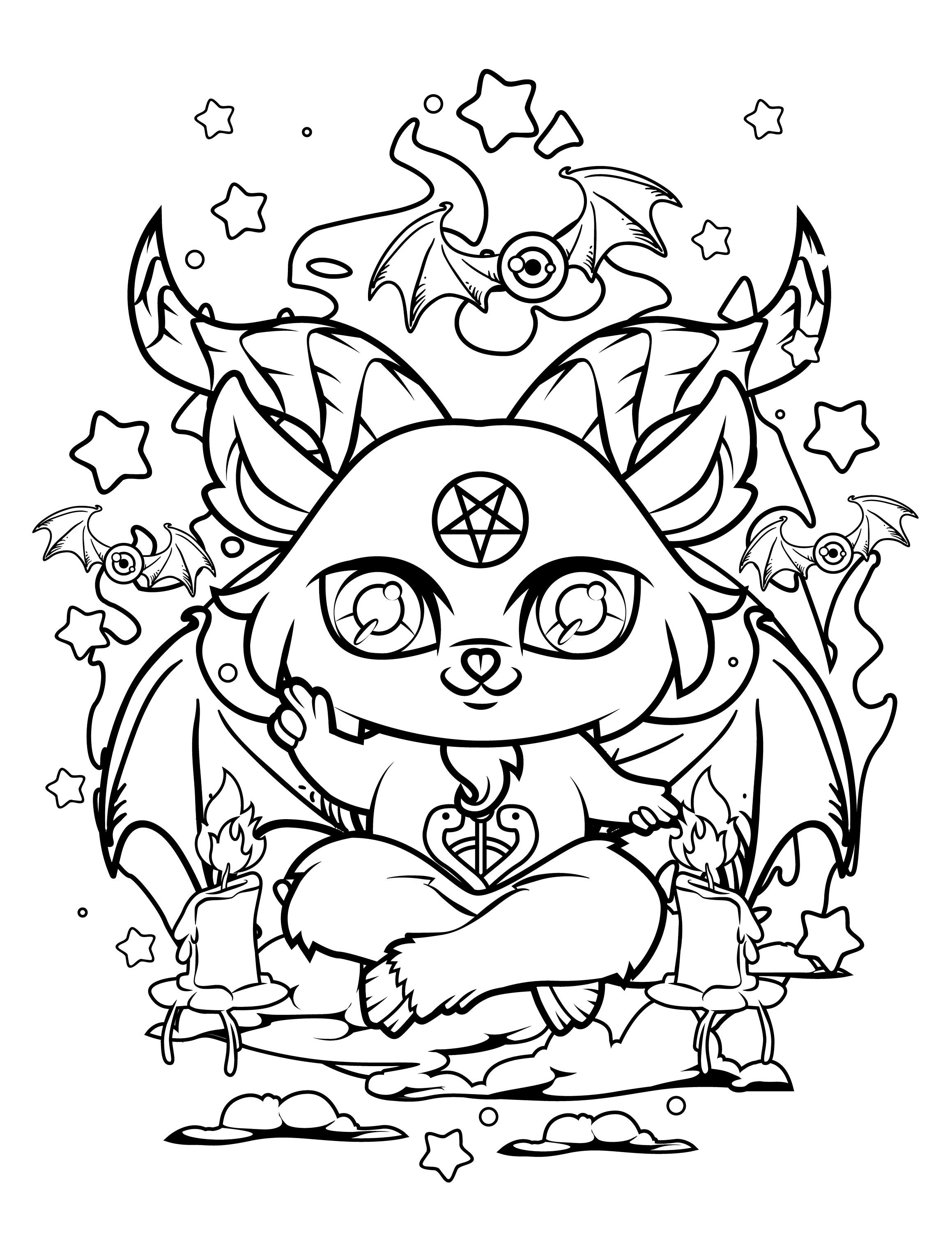 Pastel goth baphomet pastel goth coloring pages creepy kawaii coloring pages creepy cute kawaii coloring pages digital pdf download download now
