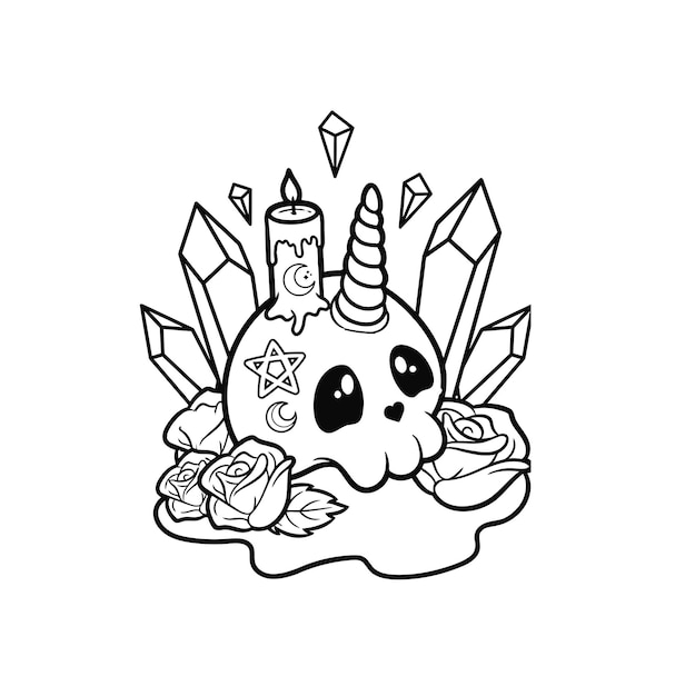 Premium vector pastel goth coloring page