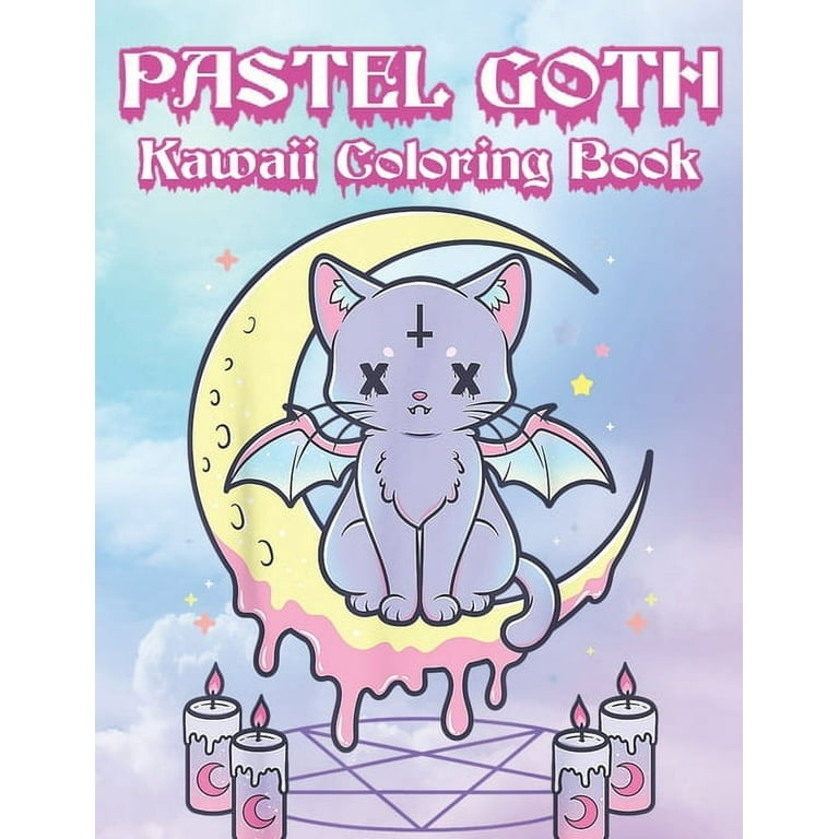 Pastel goth kawaii coloring book cute as hell anime spooky horror style coloring pages paperback