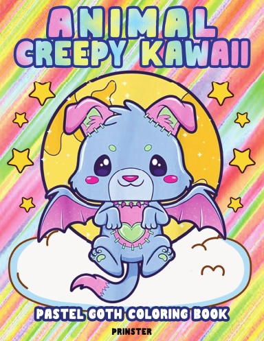 Animal creepy kawaii pastel goth coloring book