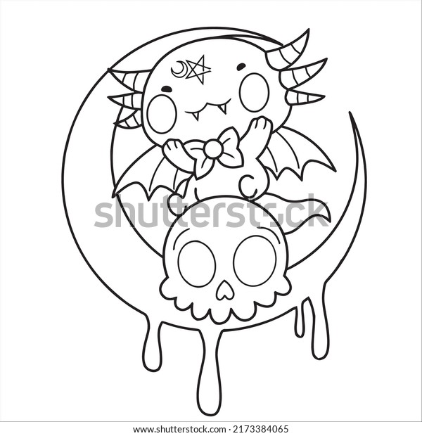 Pastel goth coloring page creepy kawaii stock vector royalty free