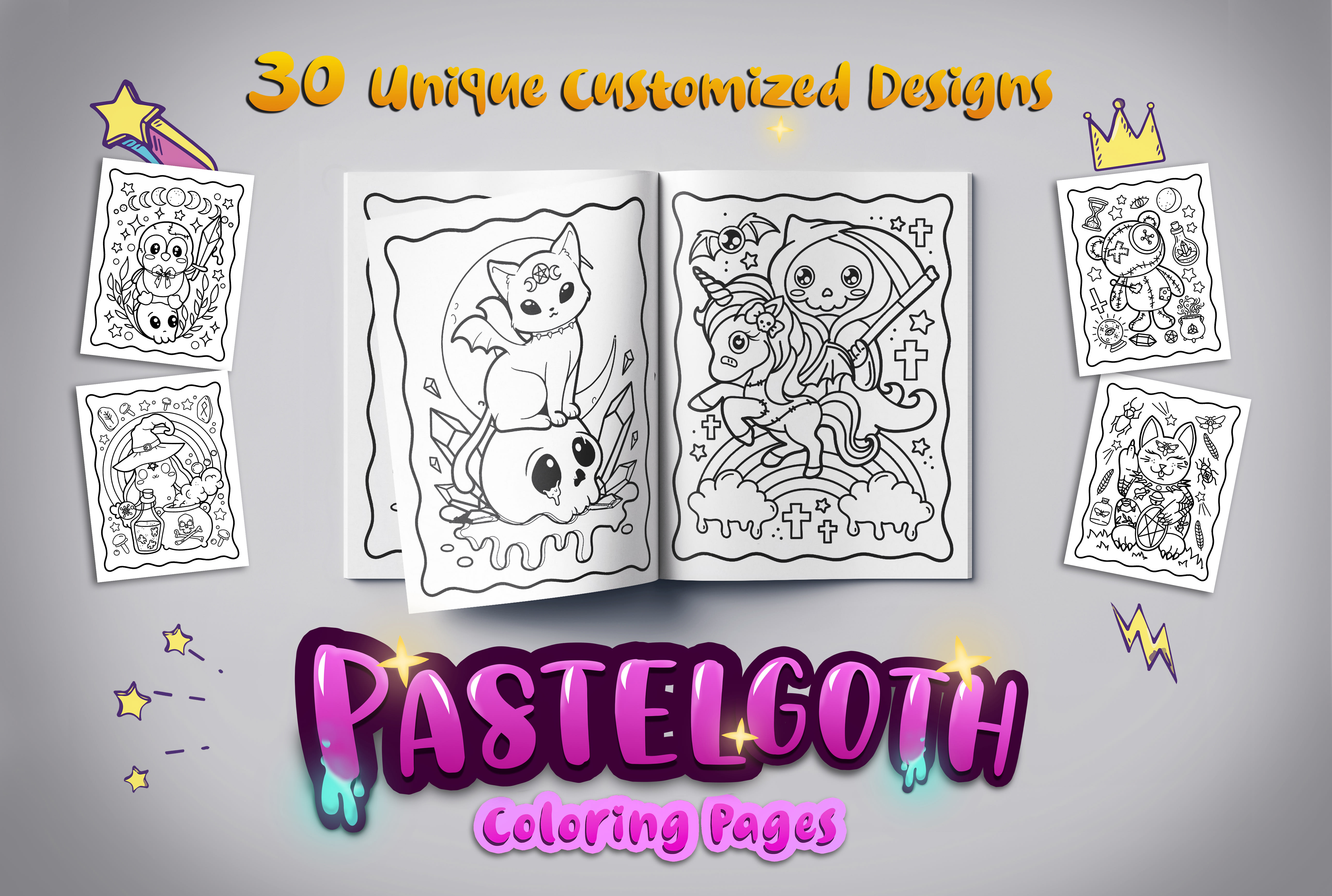 Make customize pastel goth coloring pages for amazon kdp by ayoubgharts