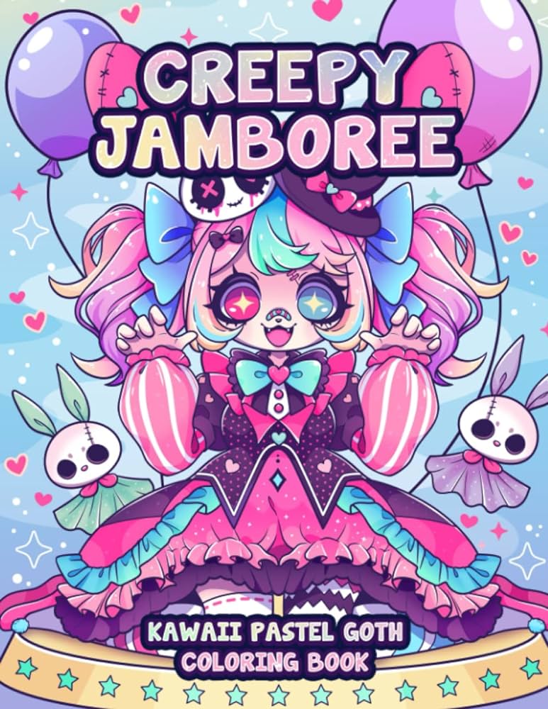 Creepy jamboree kawaii pastel goth coloring book cute and creepy horror gothic coloring pages for adults pastel goth coloring series leriza may books