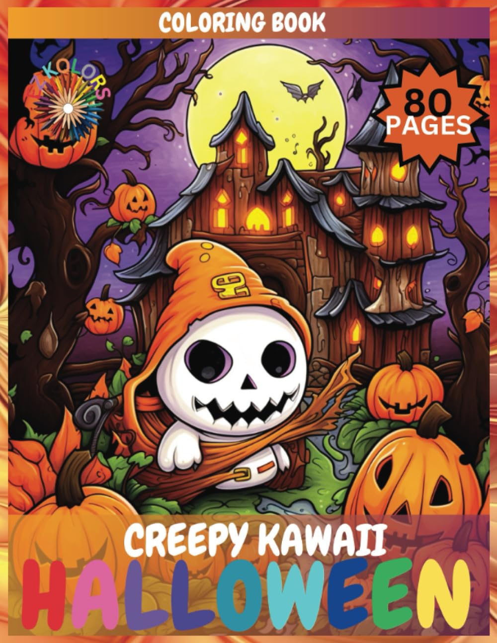 Kawaii halloween coloring book cute kawaii illustrations for kids and adults pumpkin coloring pages adorable monsters haunted houses halloween activity by ezkolors
