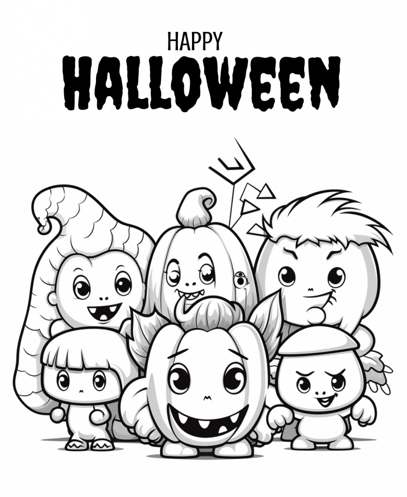 Cute baby monster halloween coloring pages