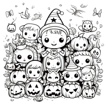 Halloween coloring page with halloween doodles on the background outline sketch drawing vector halloween drawing wing drawing ring drawing png and vector with transparent background for free download