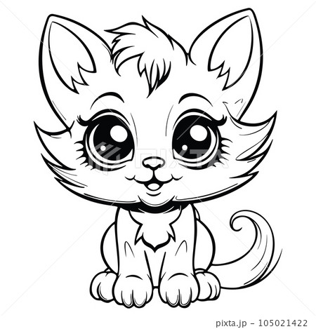 Kawaii kitten coloring page