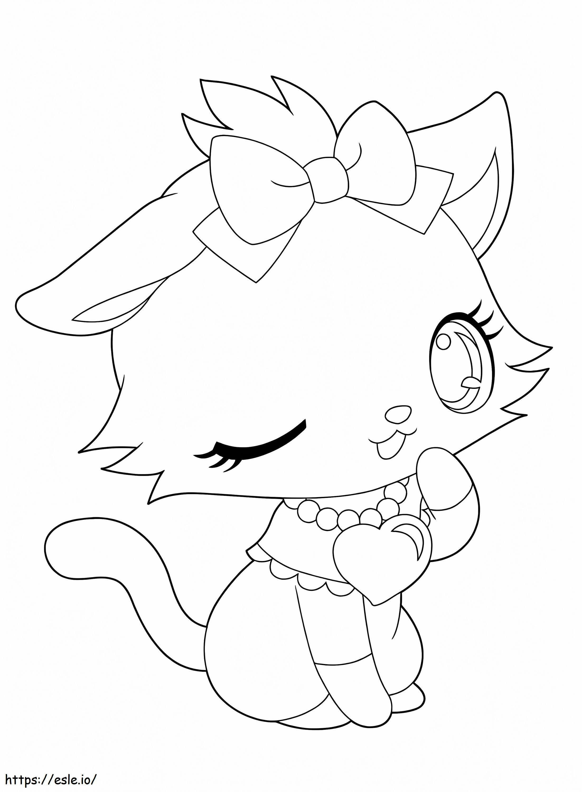 Kawaii kitten coloring page