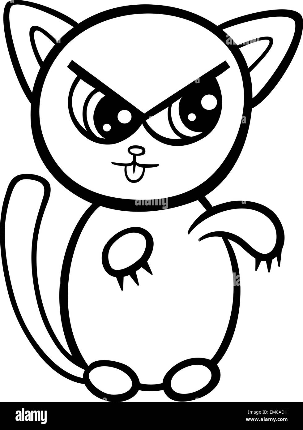 Cartoon kawaii kitten coloring page stock vector image art