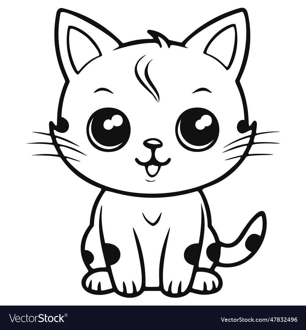 Kawaii kitten coloring page royalty free vector image